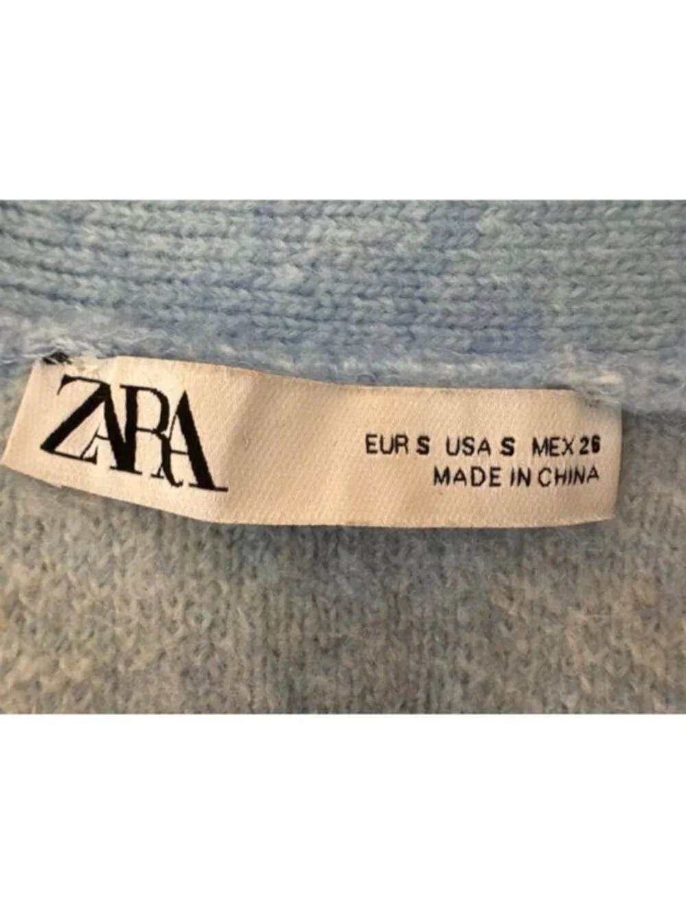 2/$30 ZARA Size Small Light Blue & Cream Gingham Knit Cardigan Vest S Polyester